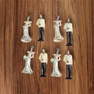 lot of 8 vintage 1991 Wilton wedding cake toppers bride and groom figures
